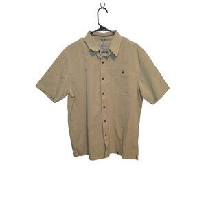 Ascend Men's Lightweight Cream Shirt Short sleeve Button Fishing Hiking Size L
